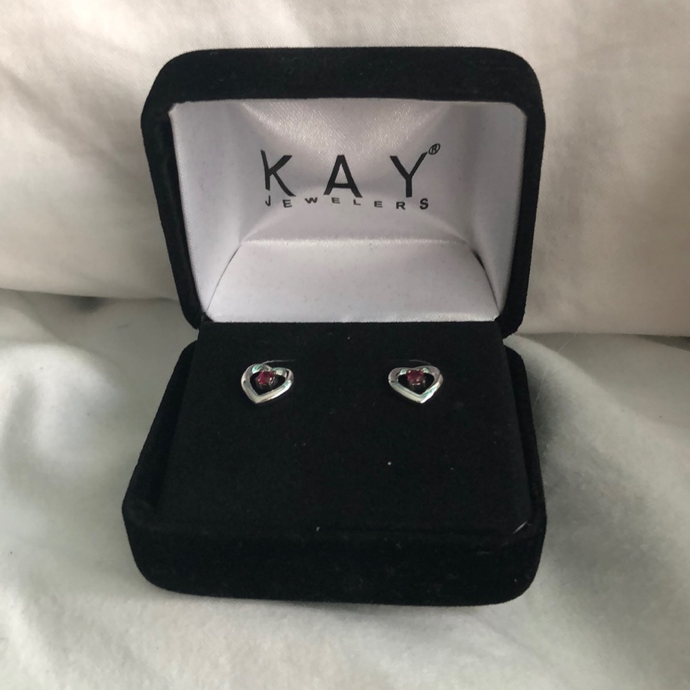 Kay jewelers red ruby earrings!